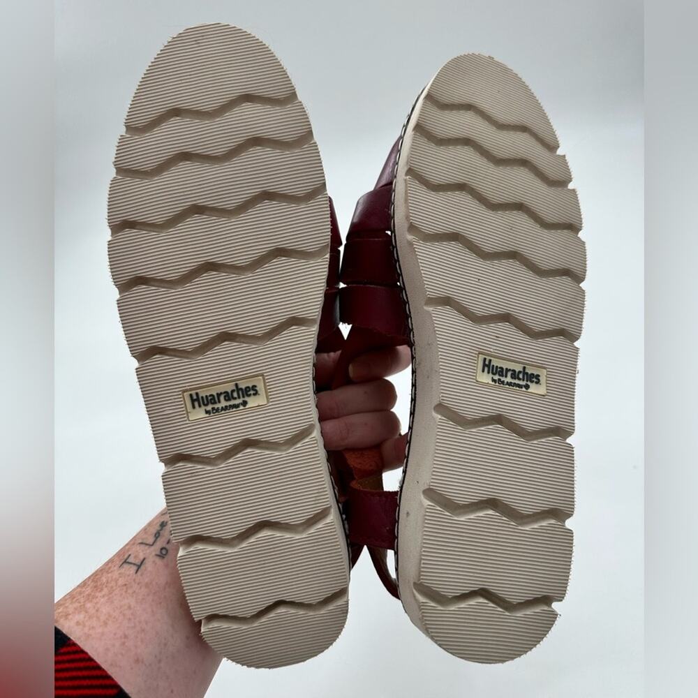 Bearpaw Burgundy Red Leah Huarache Fishermen Sport Leather Sandals New Size 9 - Picture 7 of 7